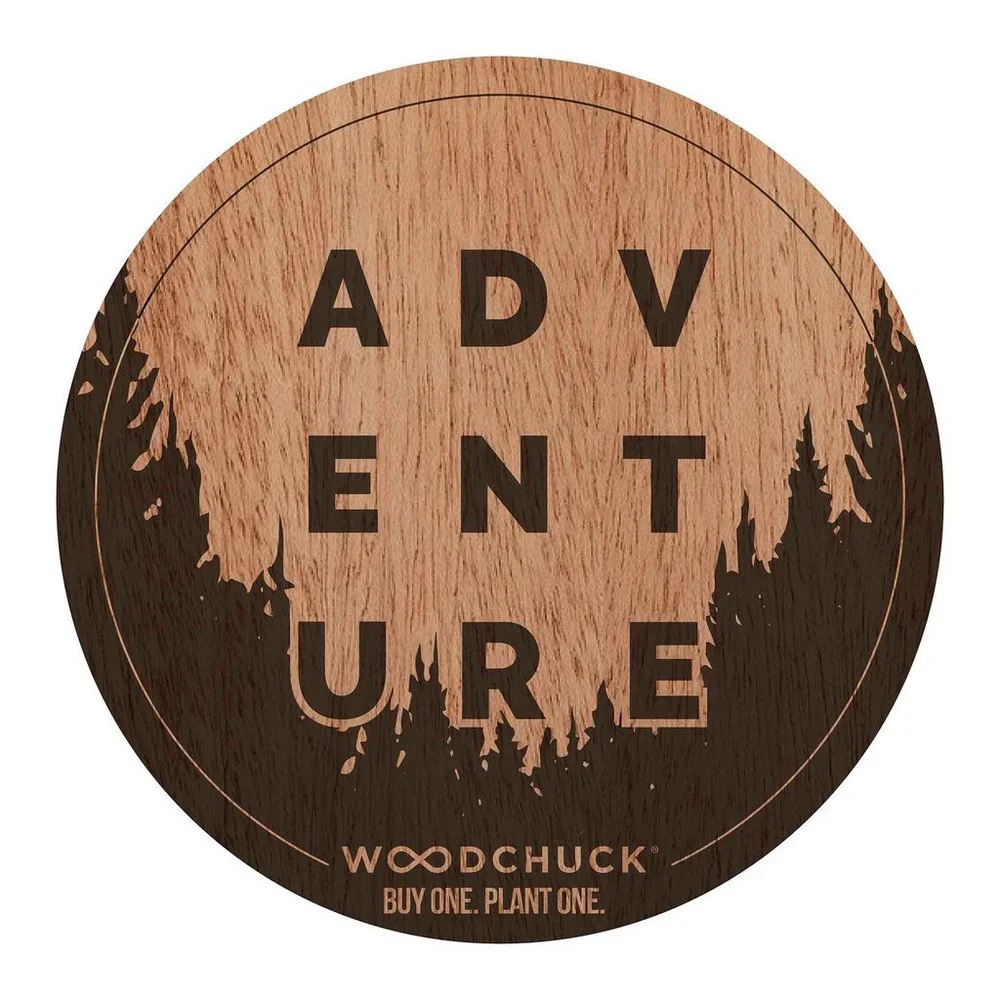 Woodchuck Adventure Wood Round Sticker 2”x2” NWT